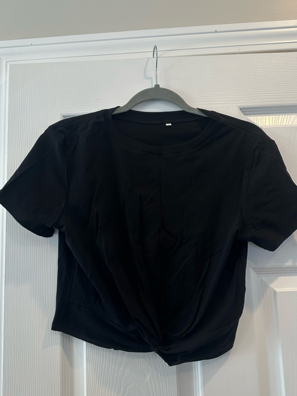 Women's Black Twist-Front Short Sleeve Top